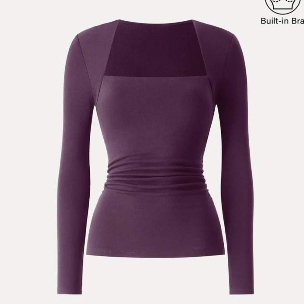 NWT OGL Long Sleeve Square Neck Tee in Deep Plum